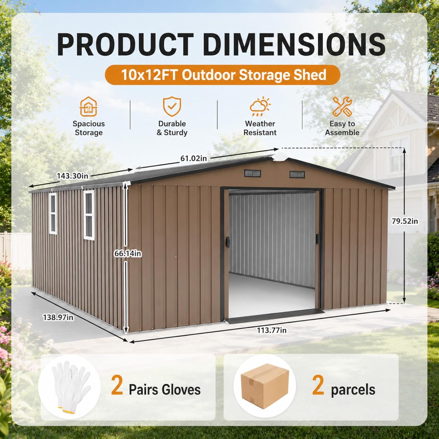 Metal Storage Shed 10x12FT Out - Gardening Tools Storage ulasan dan harga