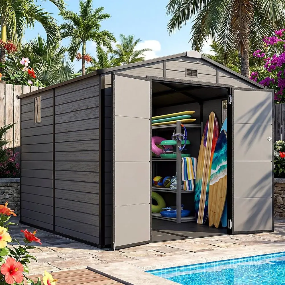 8x8 Outdoor Storage Shed with  - Gardening Tools Storage ulasan dan harga