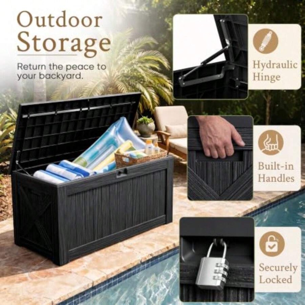 120 Gallon Deck Box Outdoor St - Gardening Tools Storage ulasan dan harga
