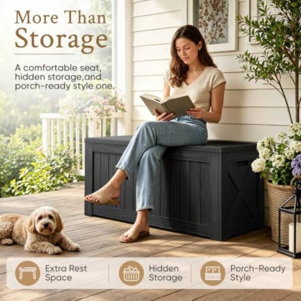 120 Gallon Deck Box Outdoor St - Gardening Tools Storage ulasan dan harga