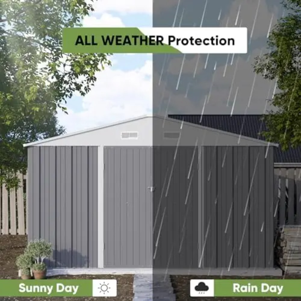 10x10 FT Metal Storage Shed, B - Gardening Tools Storage ulasan dan harga